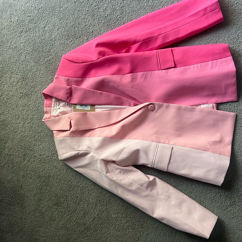 Main Strip Pink Blazer Set